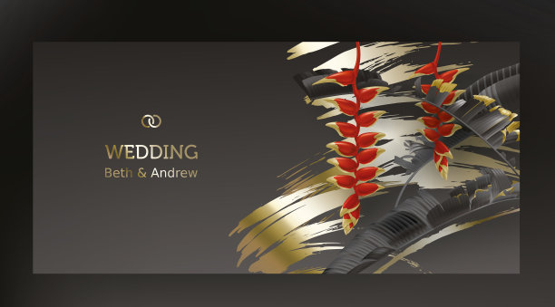 热带黑色和金色的叶子在黑暗的背景图片下载