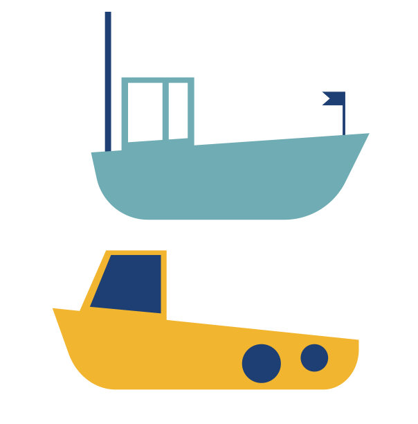 蓝黄船平面插图图片下载
