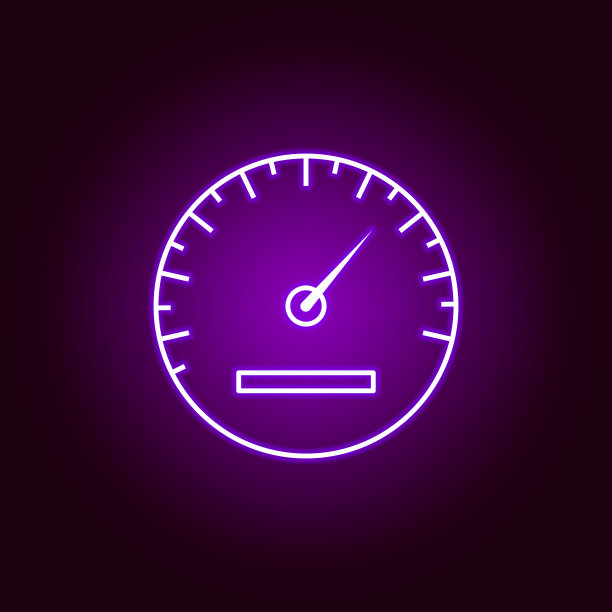 速度计轮廓图标在霓虹灯风格。汽车修理图元素霓虹灯风格图标。符号和符号可以用于网页，标志，手机应用程序，UI，用户体验图片下载