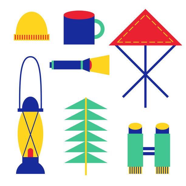 徒步模式平面插图上的白色图片下载