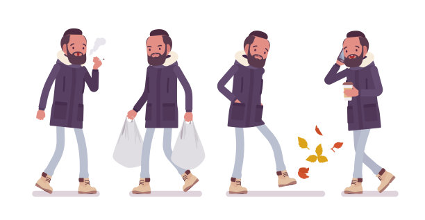 秋季穿着派克大衣的男人图片下载