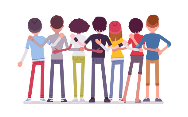 一群青少年朋友的后视图图片下载