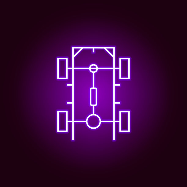 汽车底盘轮廓图标霓虹灯风格。汽车修理图元素霓虹灯风格图标。符号和符号可以用于网页，标志，手机应用程序，UI，用户体验图片下载