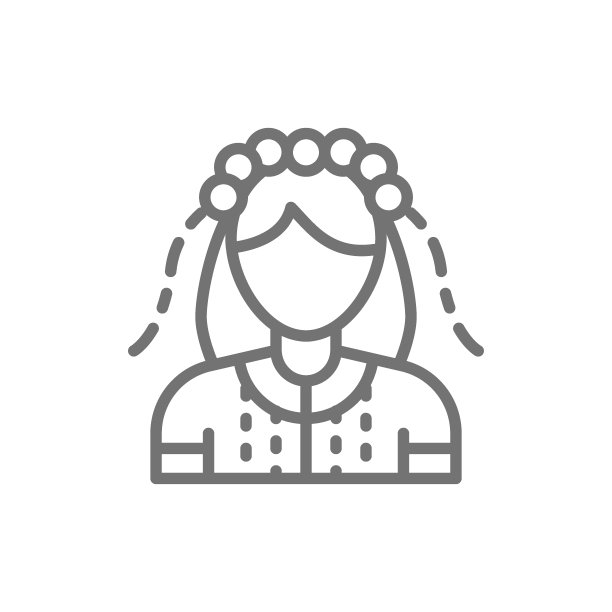 乌克兰妇女在传统民族服装，新娘线图标。图片下载
