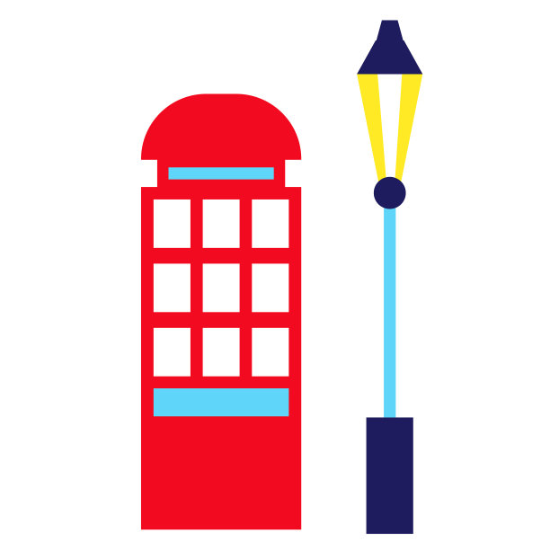 红色电话亭几何插图孤立的背景图片下载