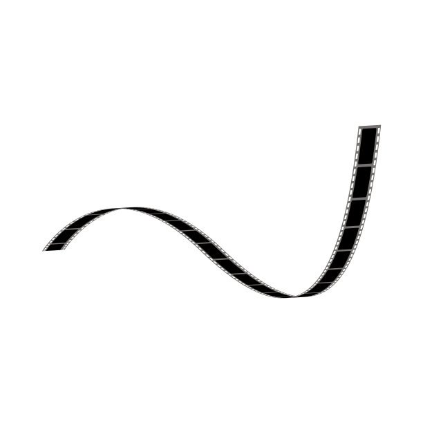 黑色扭曲或卷曲的胶片带与灰色边缘卡通风格图片下载