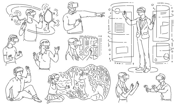 矢量人在VR无眼镜的平面设置图片下载