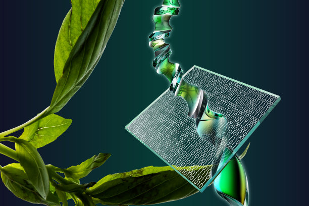 植物与DNA双螺旋结构及二进制代码的环境保护图片下载