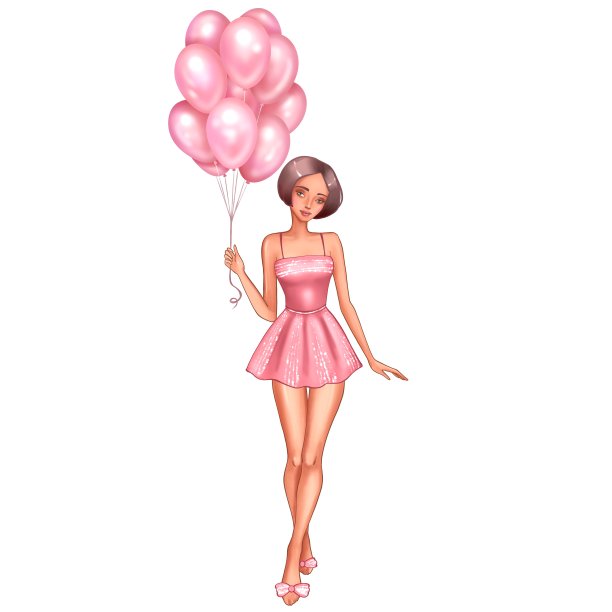 漂亮的年轻女子拿着生日气球图片下载