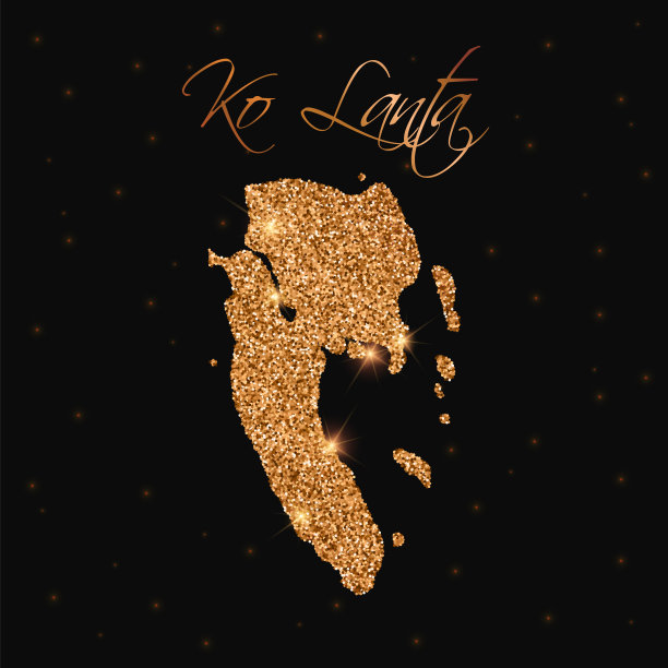 Ko Lanta地图充满了金色的光芒。图片下载