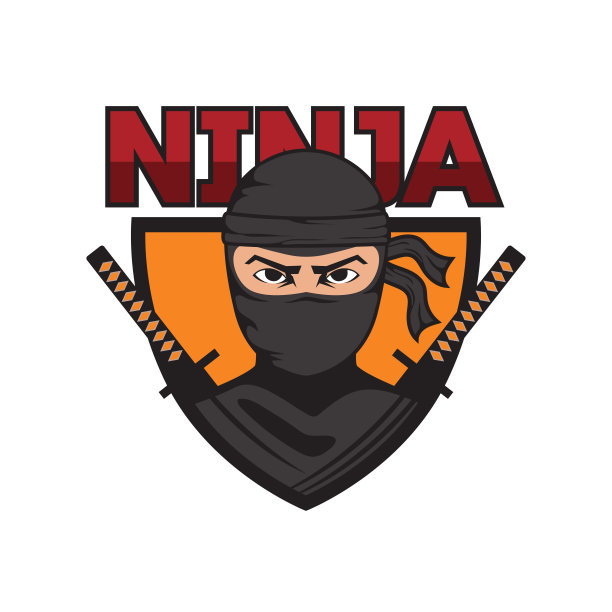 忍者与剑和面具图标。矢量图图片下载