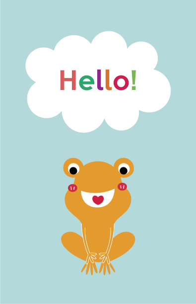 可爱的青蛙你好贺卡图片下载