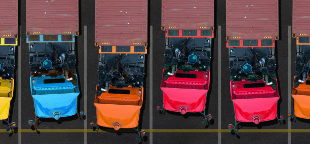 停车场卡车鸟瞰图图片下载