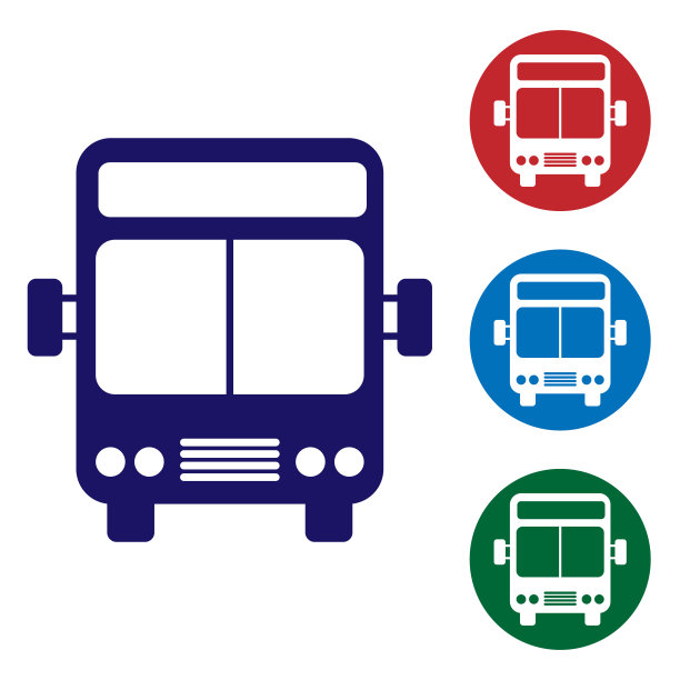蓝色巴士图标孤立在白色背景。运输的概念。巴士旅游交通标志。旅游或公共交通工具标志。设置圆形按钮中的颜色图标。矢量图图片下载