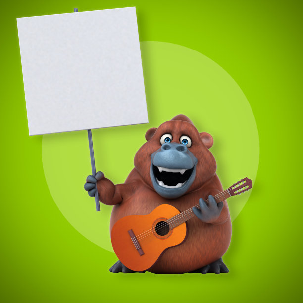 有趣的猩猩outan - 3D插图素材图片