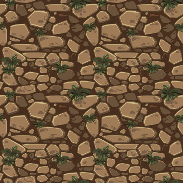 从上面看，背景纹理无缝棕色的石头。插图的Ui游戏元素图片下载