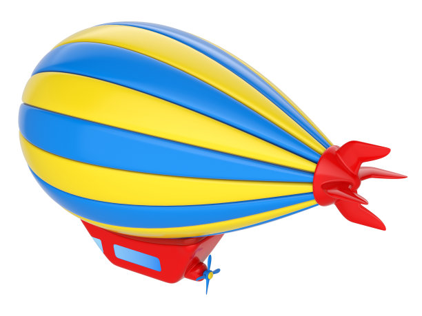 玩具飞艇孤立在白色背景。3 d渲染。图片下载