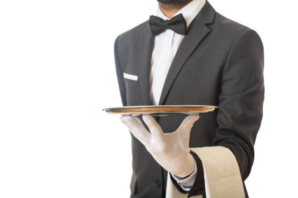 侍者端着盘子图片下载