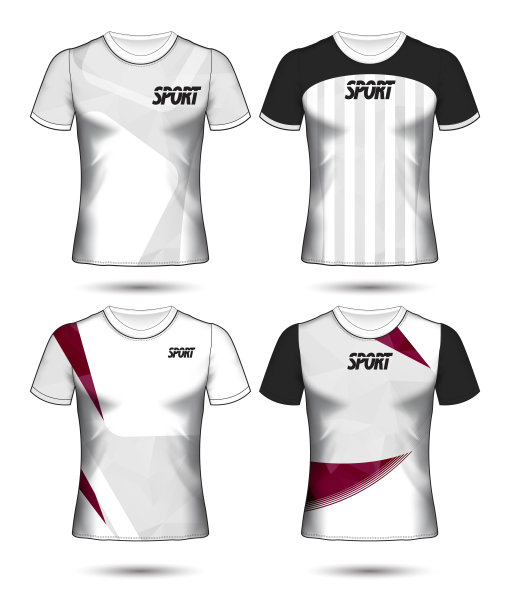 一套足球或足球球衣模板t恤风格，设计你的足球俱乐部矢量插图图片下载