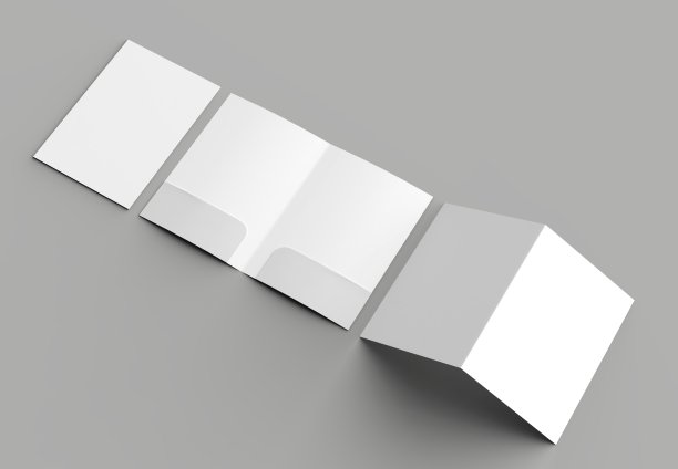 A4大小的两个口袋加强文件夹模拟孤立的灰色背景。3 d演示。图片下载