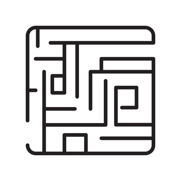 白色背景上的迷宫图标矢量符号图片下载