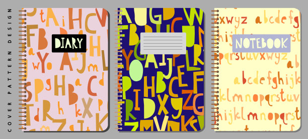 笔记本和日记封面设计印刷与无缝模式包括。图片下载