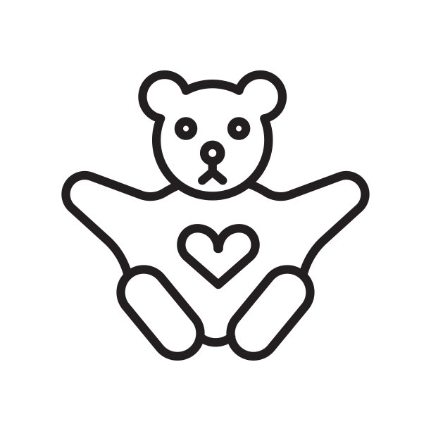 泰迪熊图标矢量标志和符号孤立在白色背景，泰迪熊标志的概念图片下载