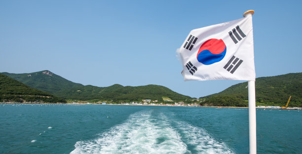 Taegeukgi，韩国国旗，在海上图片下载