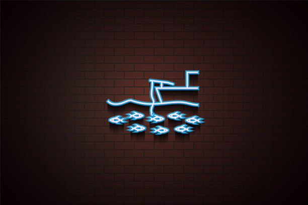 在Neon的船图标上钓鱼素材图片