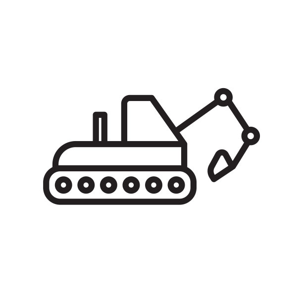 挖掘机图标矢量符号和符号孤立在白色背景上图片下载