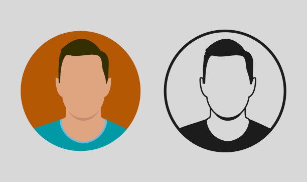 彩色的男性头像，穿着t恤图片下载