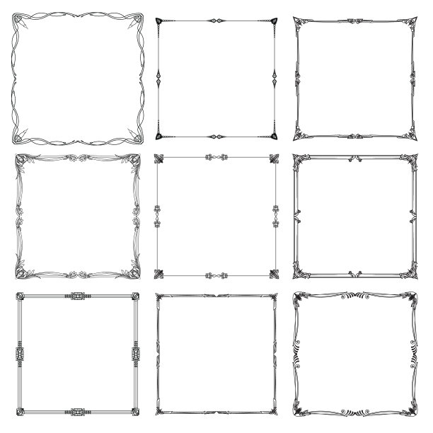 装饰复古的边界和框架艺术套装05图片下载