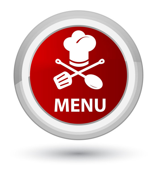 菜单(餐厅图标)主红色圆形按钮图片下载