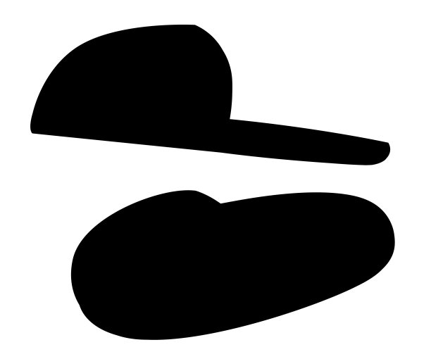 黑色剪影家居拖鞋。酒店、水疗拖鞋平面设计。矢量插图孤立在白色背景图片下载