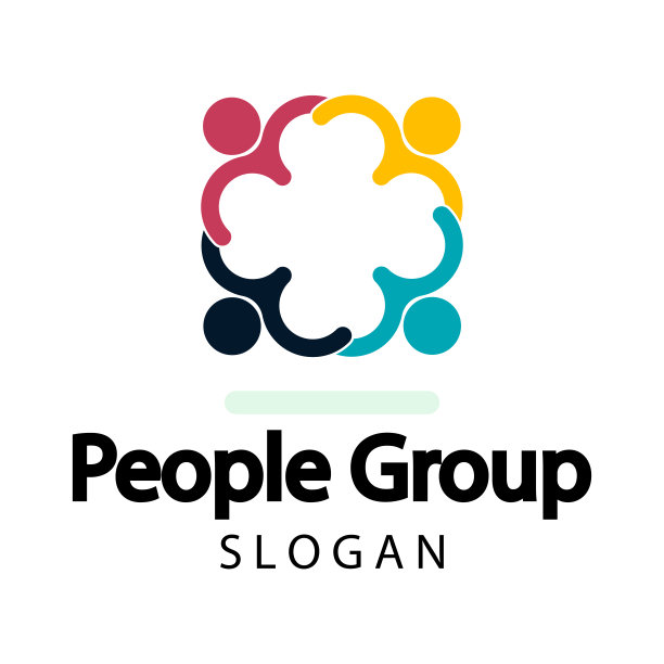 团队人的标志握手在一个圆圈，团队图标。矢量插画家图片下载