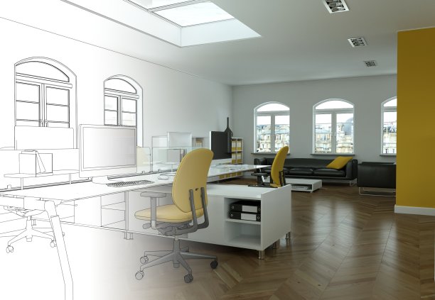 室内设计办公室绘制渐变到照片图片下载