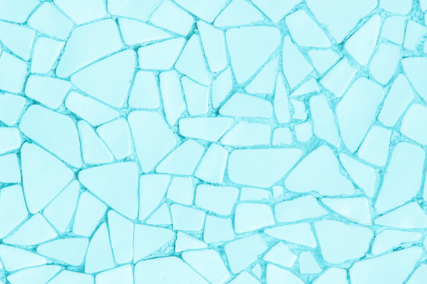 破碎瓷砖马赛克无缝图案。Pasrel蓝色瓷砖墙高分辨率真实照片或砖无缝和纹理的内部背景。图片下载