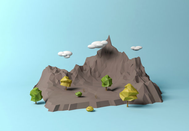 Pologonal卡通山景观图片下载