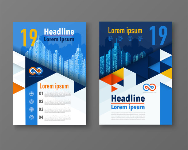 现代设计海报传单小册子封面布局模板与三角形图形元素和空间的照片背景。向量。图片下载