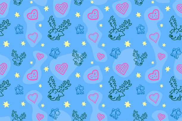 无缝模式与鹿和心图片下载