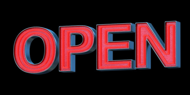 红色霓虹字体- Word OPEN图片下载