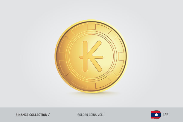 金币。逼真的黄金老挝基普硬币。背景上的孤立对象。财务概念的网站，网页设计，移动应用程序，信息图表。图片下载