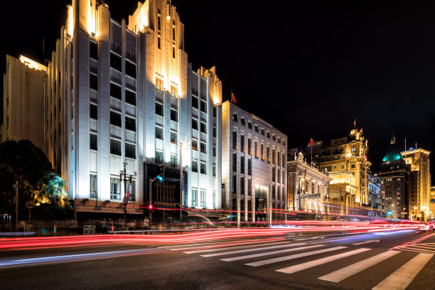 外滩和灯光小径，上海，中国图片下载