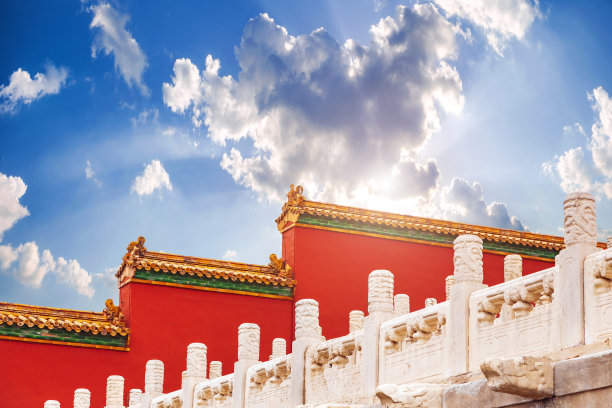 背景为北京紫禁城的红墙图片下载