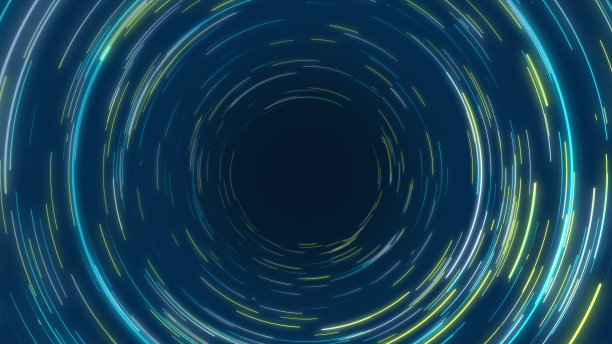 黄色和蓝色抽象圆形径向线背景。数据流。图片下载