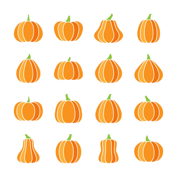 五彩缤纷的万圣节南瓜图标设置平面设计图片下载