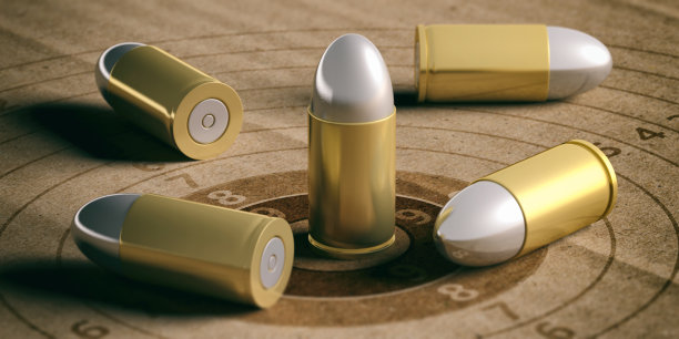 射击目标上的子弹，回收纸盒。三维演示图片下载