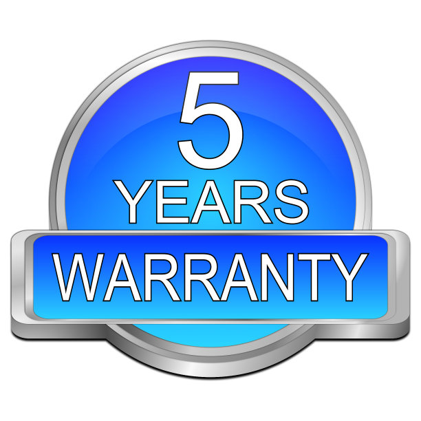 5年保修按钮- 3D插图图片下载