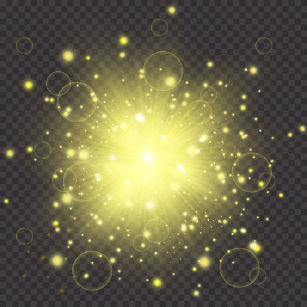 透明的金色辉光效果。星星闪耀着光芒图片下载