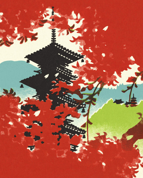 樱花盛开的宝塔图片下载